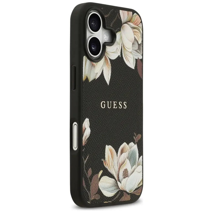 Калъф Guess Grained Flowers Classic Logo MagSafe за iPhone