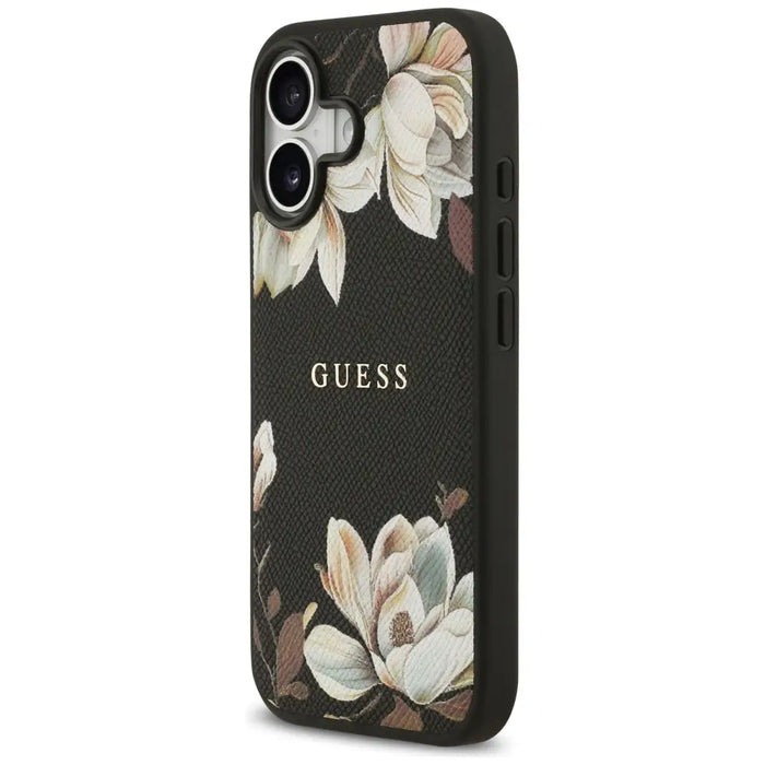 Калъф Guess Grained Flowers Classic Logo MagSafe за iPhone