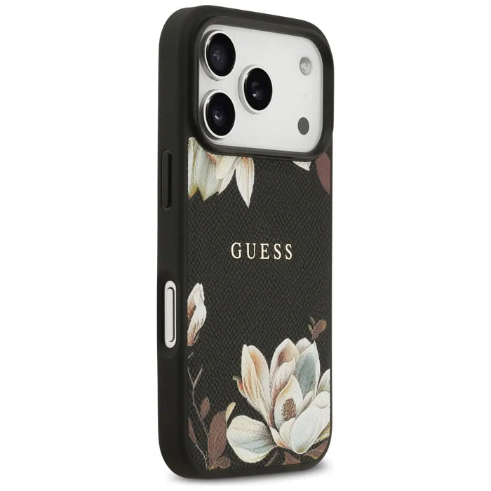 Калъф Guess Grained Flowers Classic Logo MagSafe за iPhone