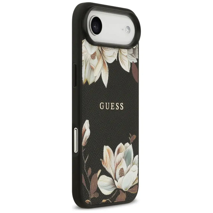 Калъф Guess Grained Flowers Classic Logo MagSafe за iPhone