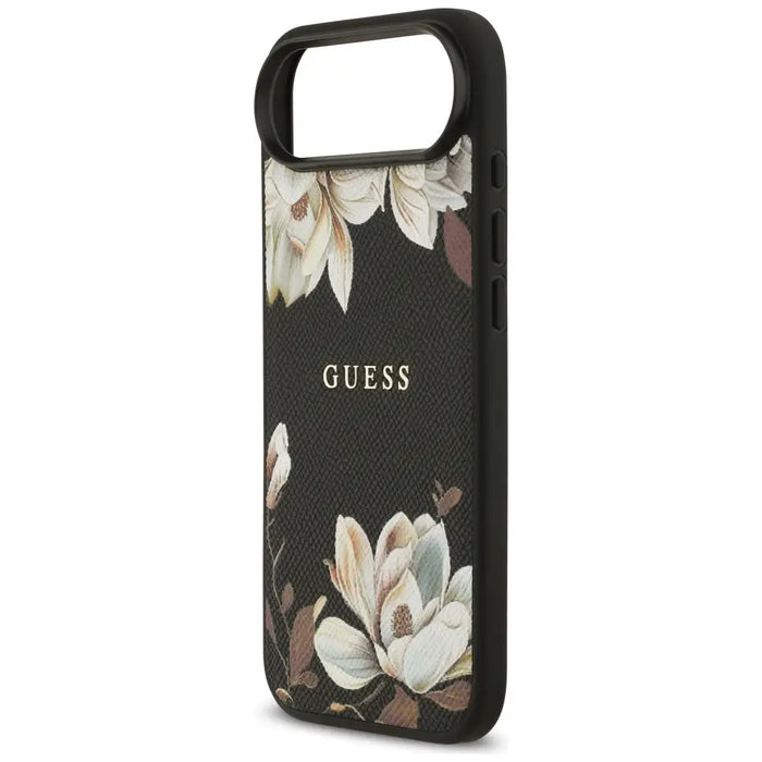 Калъф Guess Grained Flowers Classic Logo MagSafe за iPhone