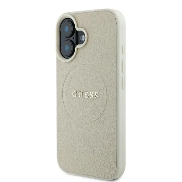 Калъф Guess Grained Ring MagSafe за iPhone 16 - бежов