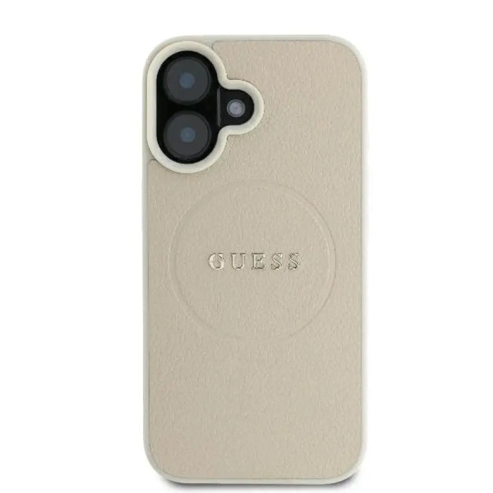 Калъф Guess Grained Ring MagSafe за iPhone 16 - бежов