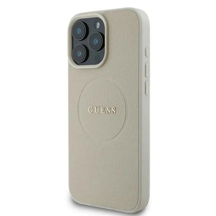 Калъф Guess Grained Ring MagSafe за iPhone 16 Pro - бежов