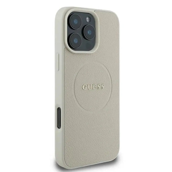 Калъф Guess Grained Ring MagSafe за iPhone 16 Pro - бежов
