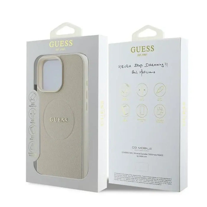 Калъф Guess Grained Ring MagSafe за iPhone 16 Pro - бежов
