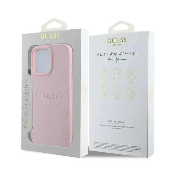 Калъф Guess Grained Ring MagSafe за iPhone 16 Pro - розов