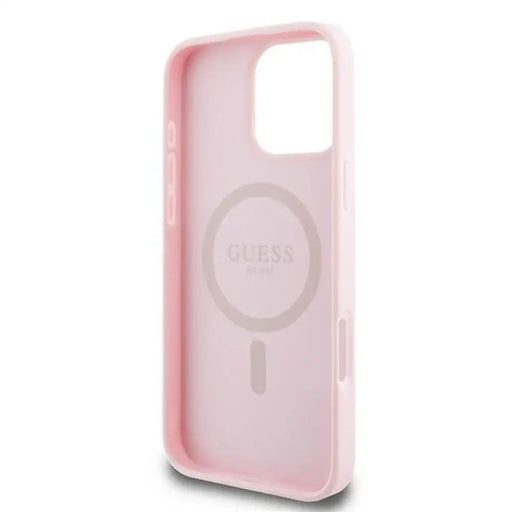 Калъф Guess Grained Ring MagSafe за iPhone 16 Pro - розов