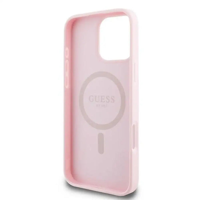 Калъф Guess Grained Ring MagSafe за iPhone 16 Pro - розов