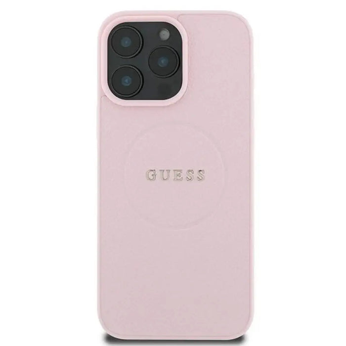 Калъф Guess Grained Ring MagSafe за iPhone 16 Pro - розов
