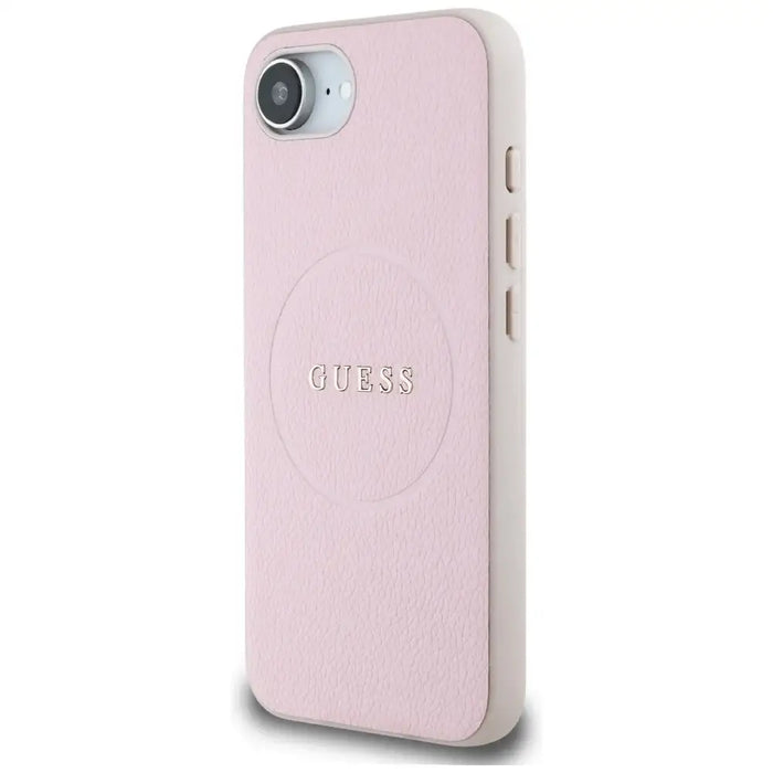 Калъф Guess Grained Ring MagSafe за iPhone 16e - розов