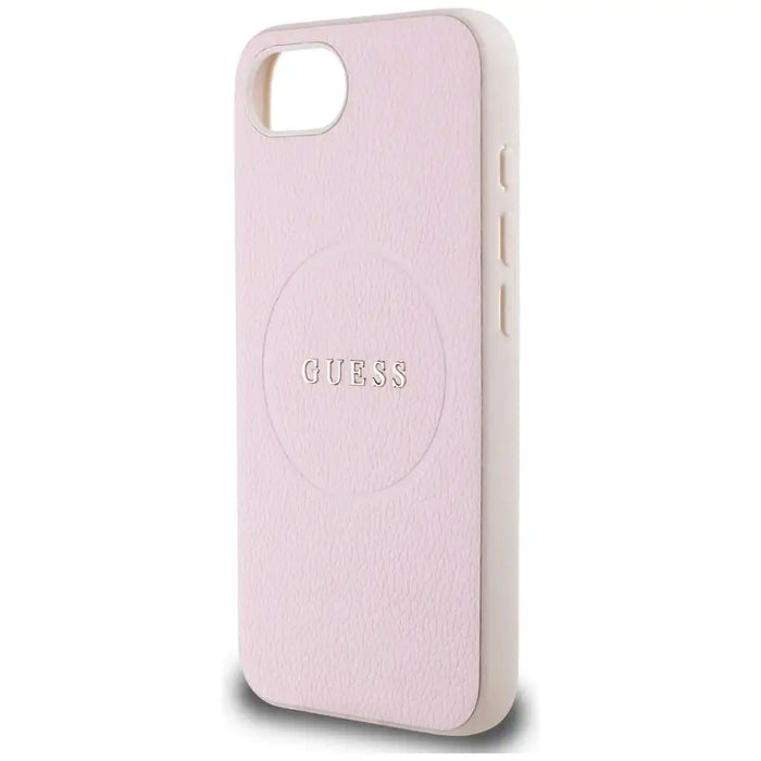Калъф Guess Grained Ring MagSafe за iPhone 16e - розов