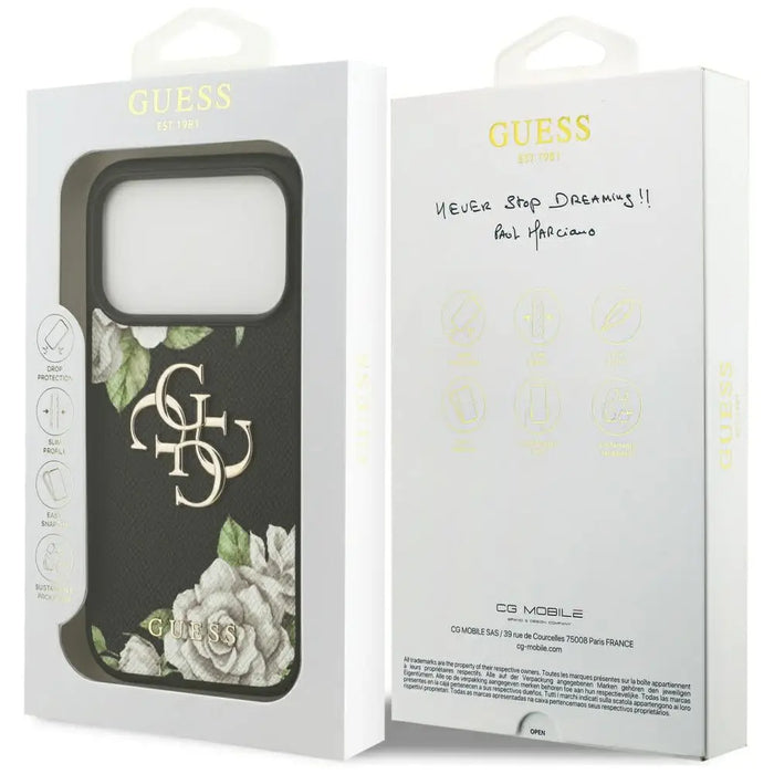Калъф Guess Grained Roses & Big 4G Logo за iPhone 17 Pro