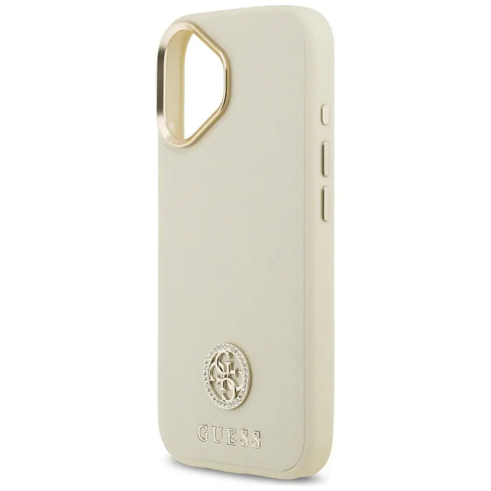 Калъф Guess Grained Strass Logo MagSafe за iPhone 17 - бежов