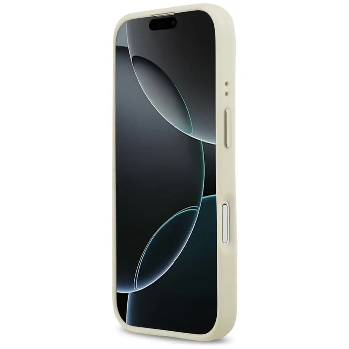 Калъф Guess Grained Strass Logo MagSafe за iPhone 17 - бежов
