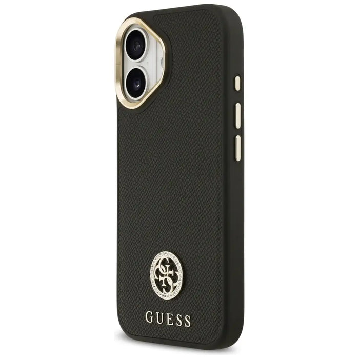 Калъф Guess Grained Strass Logo MagSafe за iPhone 17 - черен