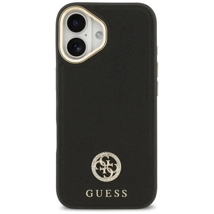 Калъф Guess Grained Strass Logo MagSafe за iPhone 17 - черен