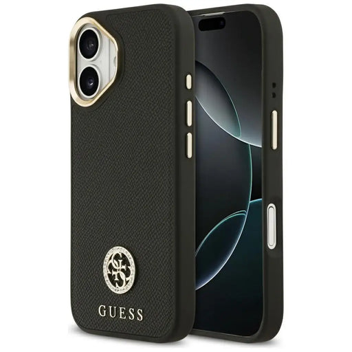 Калъф Guess Grained Strass Logo MagSafe за iPhone 17 - черен