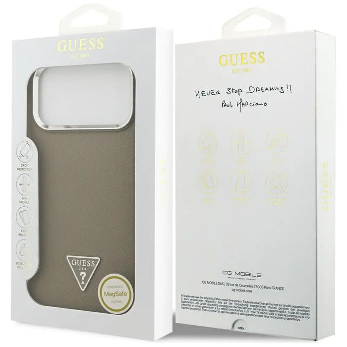 Калъф Guess Grained Triangle Logo MagSafe за iPhone 17 Pro