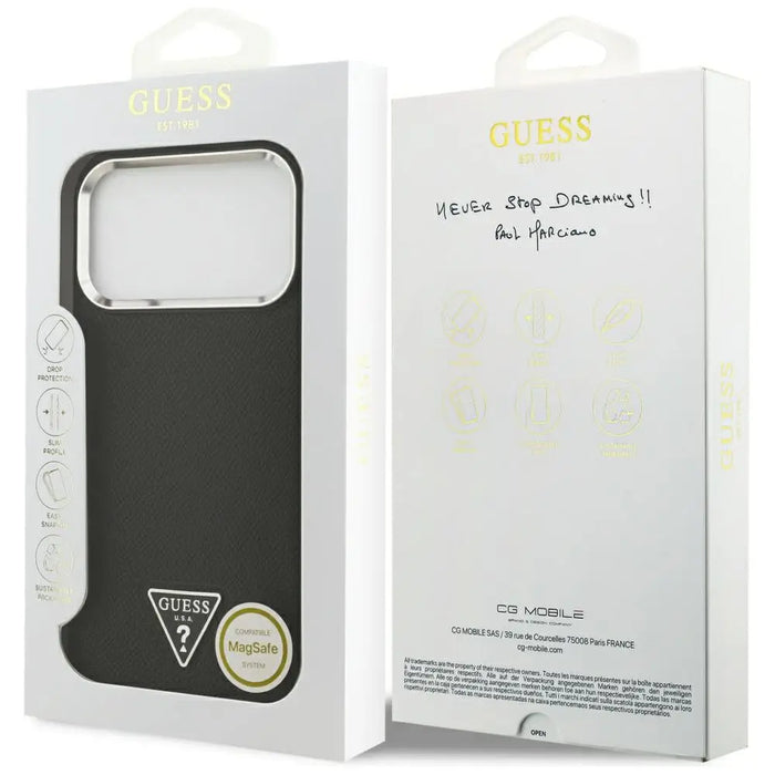 Калъф Guess Grained Triangle Logo MagSafe за iPhone 17 Pro