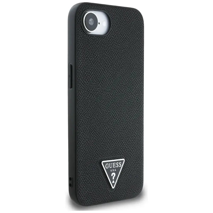 Калъф Guess Grained Triangle MagSafe за iPhone 16e - черен