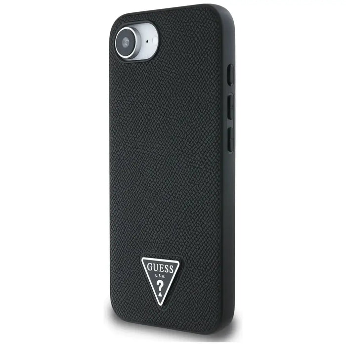 Калъф Guess Grained Triangle MagSafe за iPhone 16e - черен