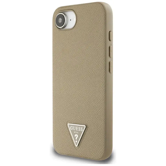 Калъф Guess Grained Triangle MagSafe за iPhone 16e - кафяв
