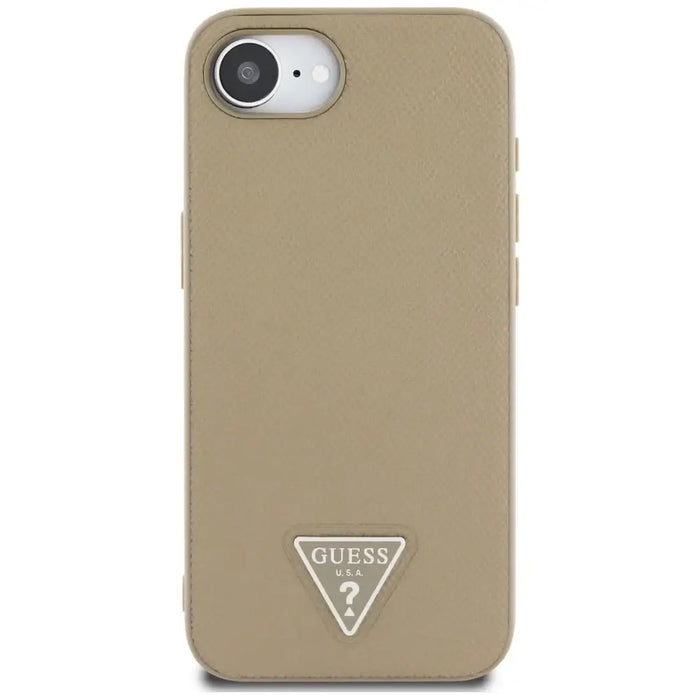 Калъф Guess Grained Triangle MagSafe за iPhone 16e - кафяв