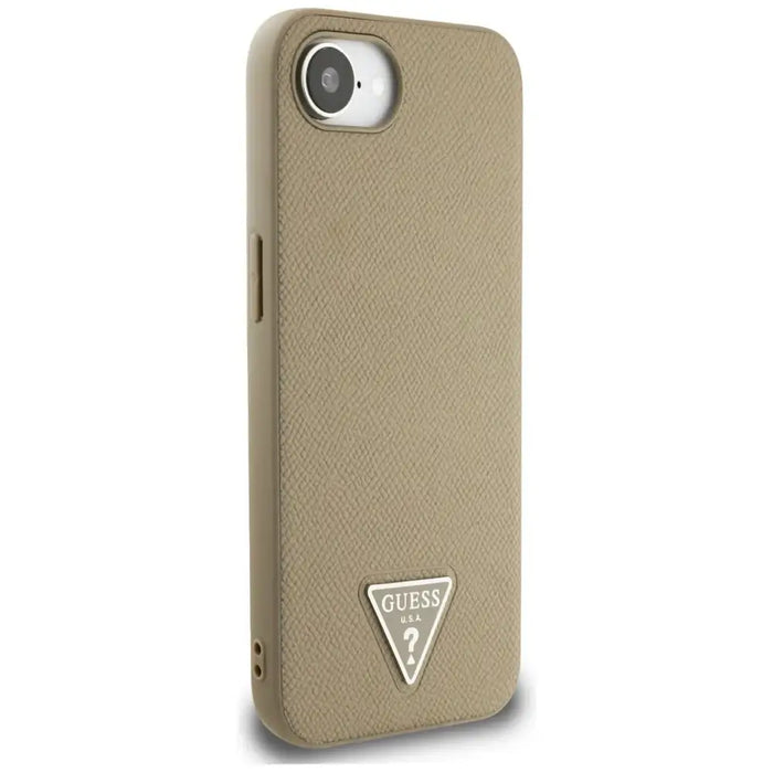 Калъф Guess Grained Triangle MagSafe за iPhone 16e - кафяв