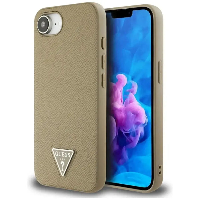 Калъф Guess Grained Triangle MagSafe за iPhone 16e - кафяв