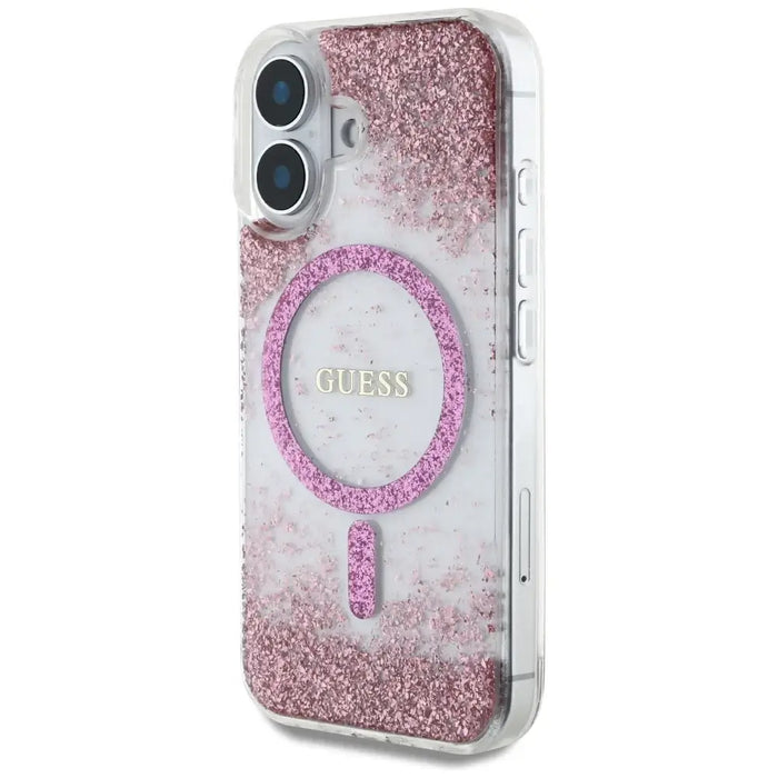 Калъф Guess HC Resin Bottom Glitter MagSafe iPhone 16