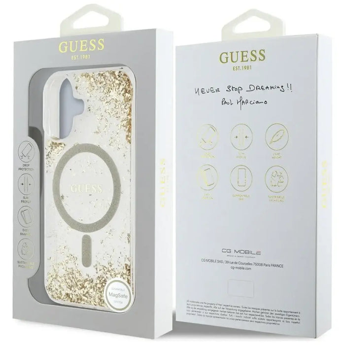 Калъф Guess HC Resin Bottom Glitter MagSafe за iPhone 16