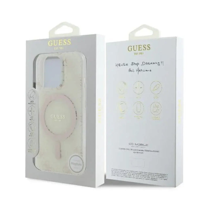 Калъф Guess IML 4G Background MagSafe iPhone 16 Pro - бял