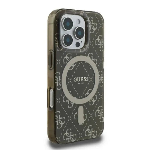 Калъф Guess IML 4G Background MagSafe iPhone 16 Pro - кафяв