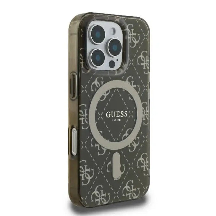 Калъф Guess IML 4G Background MagSafe iPhone 16 Pro - кафяв