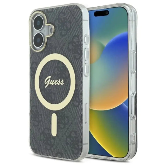 Калъф Guess IML 4G MagSafe за iPhone 16 - черен
