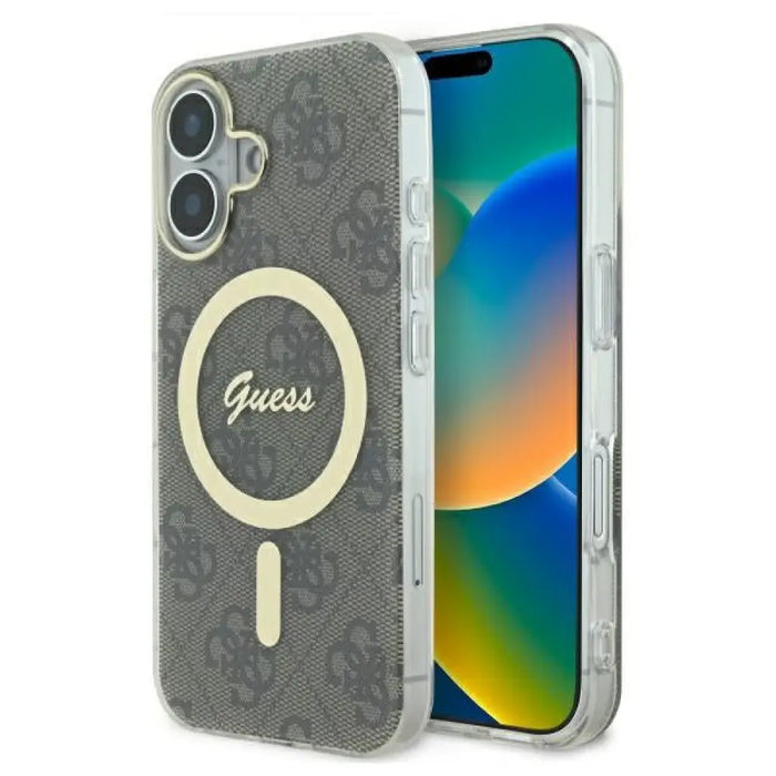 Калъф Guess IML 4G MagSafe за iPhone 16 Plus - кафяв