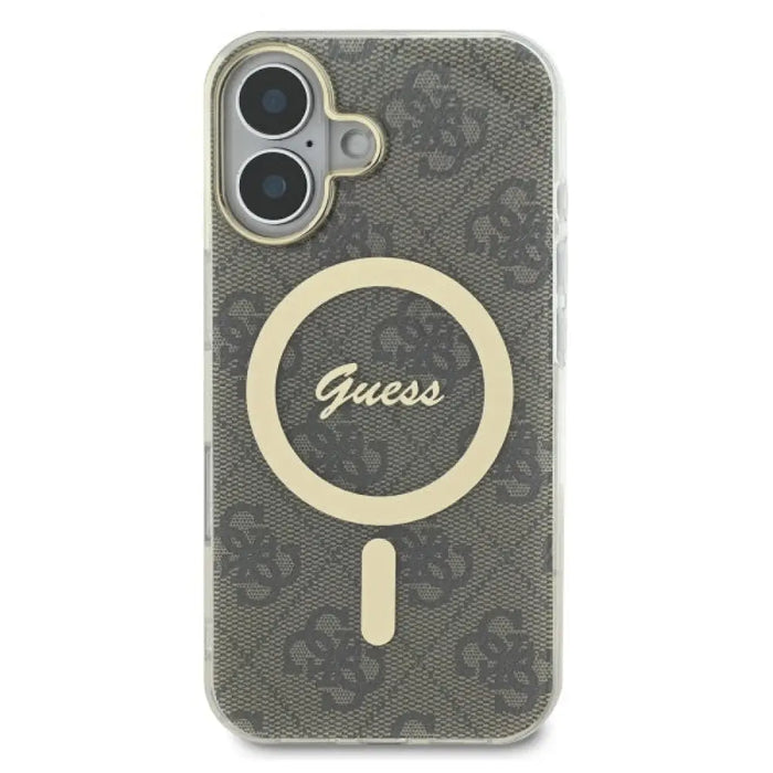 Калъф Guess IML 4G MagSafe за iPhone 16 Plus - кафяв