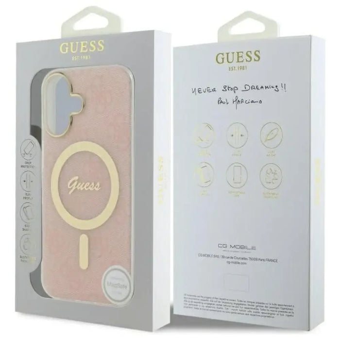 Калъф Guess IML 4G MagSafe за iPhone 16 Plus - розов