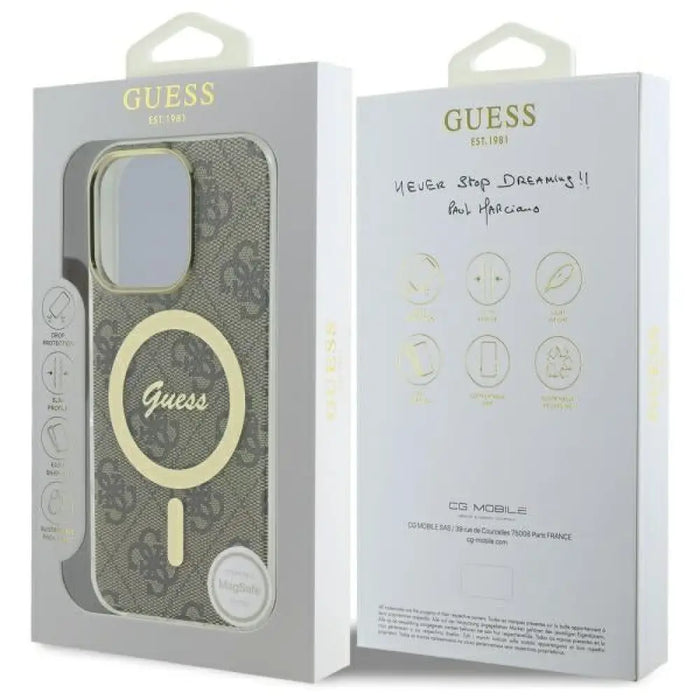Калъф Guess IML 4G MagSafe за iPhone 16 Pro - кафяв