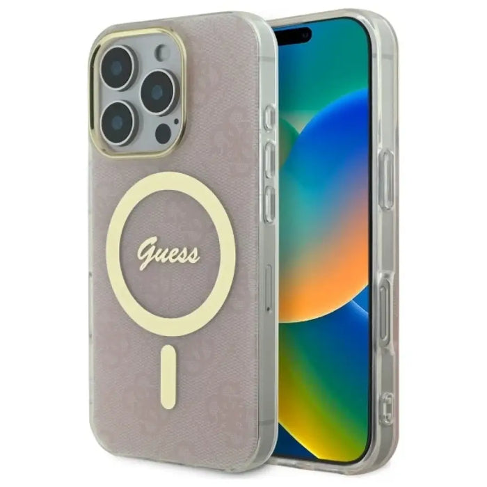 Калъф Guess IML 4G MagSafe за iPhone 16 Pro Max - розов