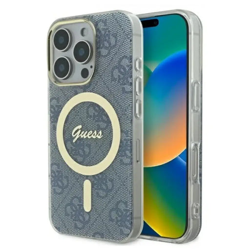 Калъф Guess IML 4G MagSafe за iPhone 16 Pro Max - син