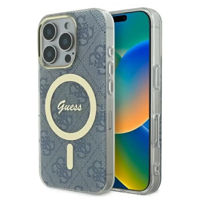 Калъф Guess IML 4G MagSafe за iPhone 16 Pro - син
