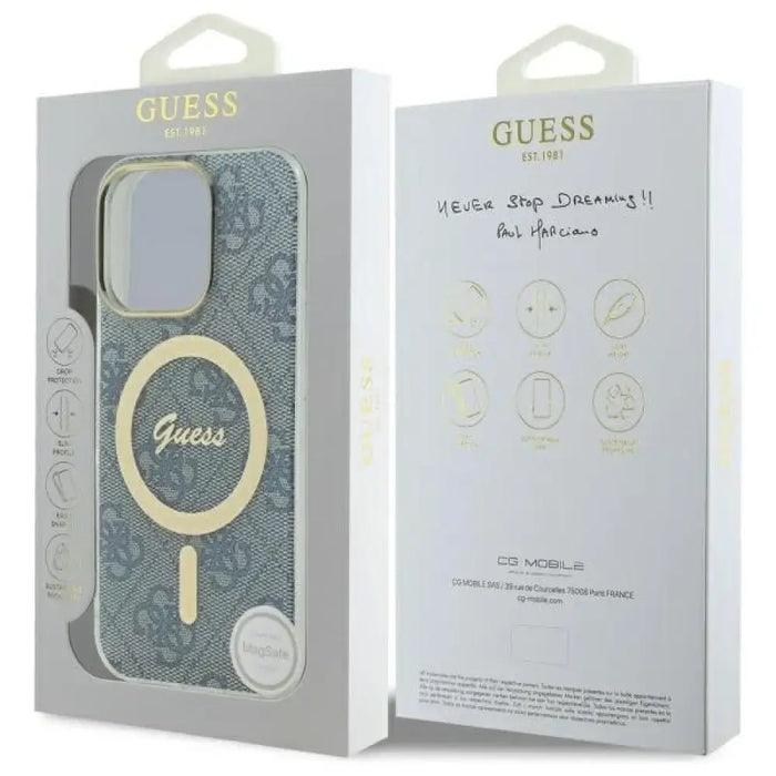 Калъф Guess IML 4G MagSafe за iPhone 16 Pro - син
