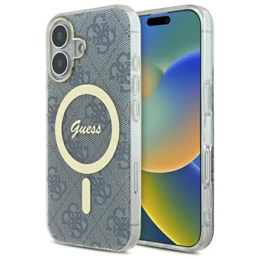 Калъф Guess IML 4G MagSafe за iPhone 16 - син