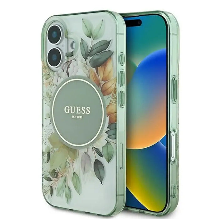 Калъф Guess IML Flower & Tonal Circle MagSafe за iPhone 16