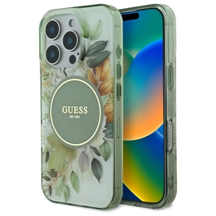 Калъф Guess IML Flower & Tonal Circle MagSafe за iPhone 16