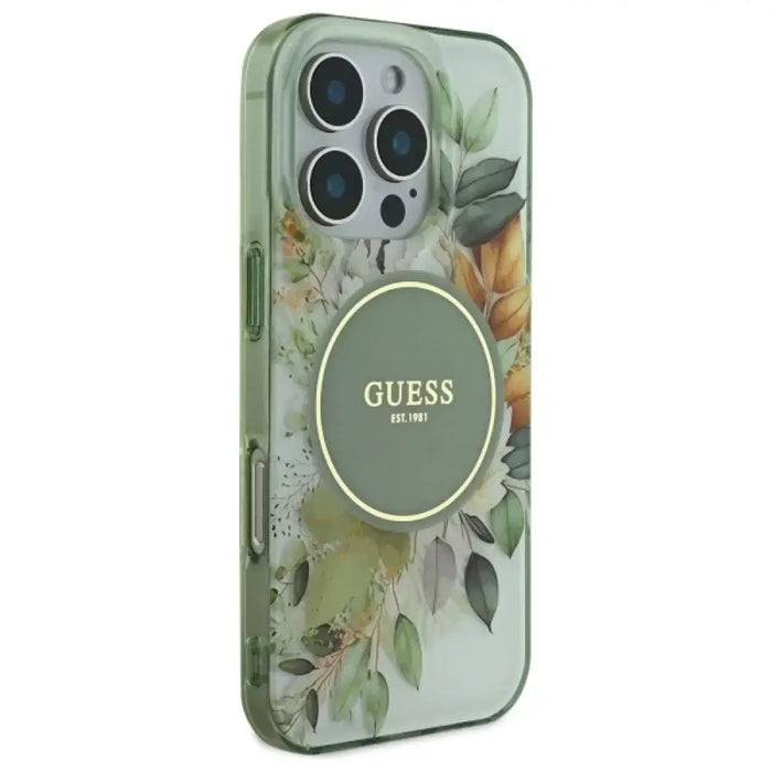 Калъф Guess IML Flower & Tonal Circle MagSafe за iPhone 16