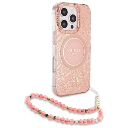 Калъф Guess IML Flowers Allover Electro с перлена каишка