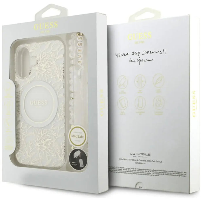 Калъф Guess IML Flowers Electro Pearl Strap MagSafe